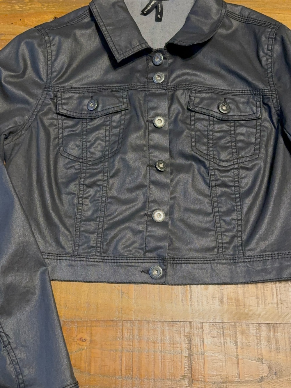 Black Cropped Jacket • Button Front •